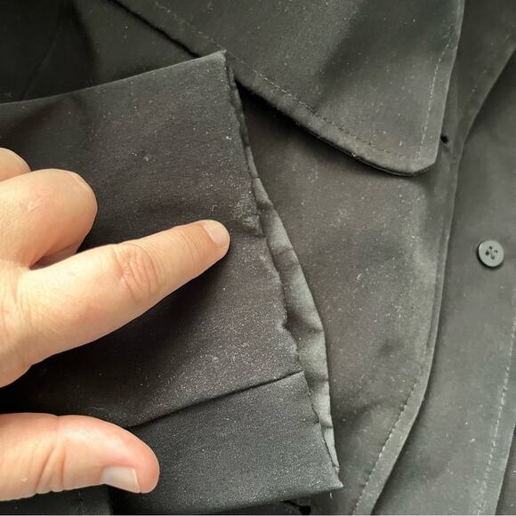 Calvin Klein black water resistant trench coat size Large button closure - Picture 11 of 14